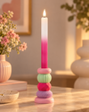 Led kaars donker roze/wit