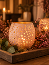 Metalen windlicht roze, creme of taupe